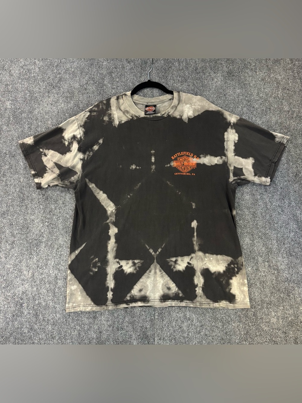 RARE VTG Harley-Davidson Black and Gray Tie-Dye Graphic T-Shirt Men’s Size XL